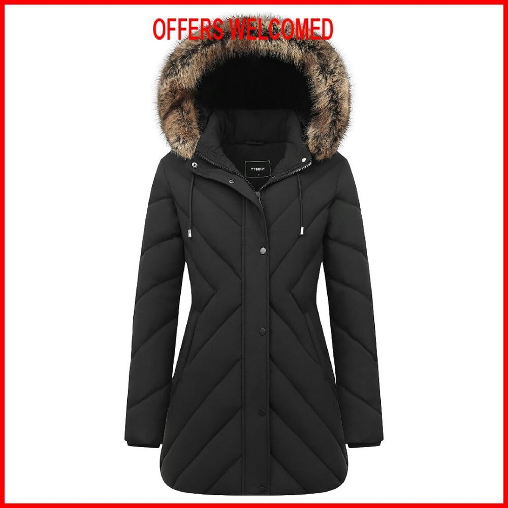 Women's Long Puffer Jacket Waterproof Winter Coat Warm Down Alternative